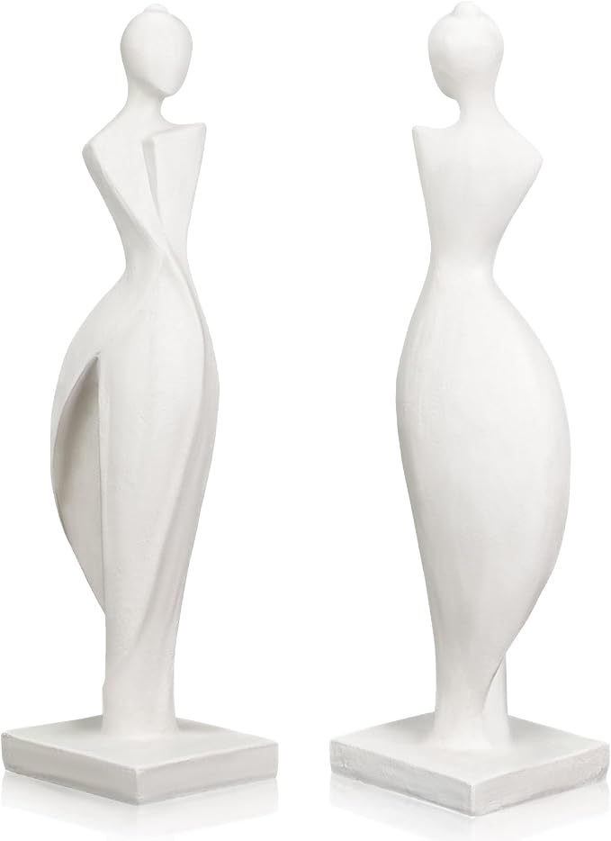Modern Abstract Female Sculpture, White Resin Statue for Home & Office Decor, Minimalist Art for Living Room, Bookshelf, Desk