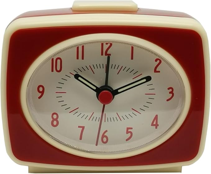 Red Small Alarm Clock Small Silent Quartz Movement Analogue Alarm Clock Vintage Classic Style Battery Powered