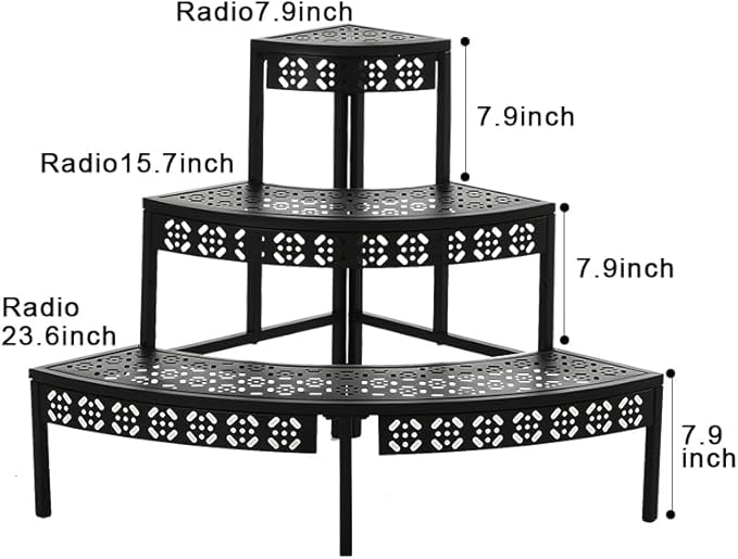 3 Tier Metal Plant Stand,Rectangle or Round Decorative Flower Step,Garden Shelf Flower Pot Holder Storage Organizer Rack for Indoor Outdoor Use