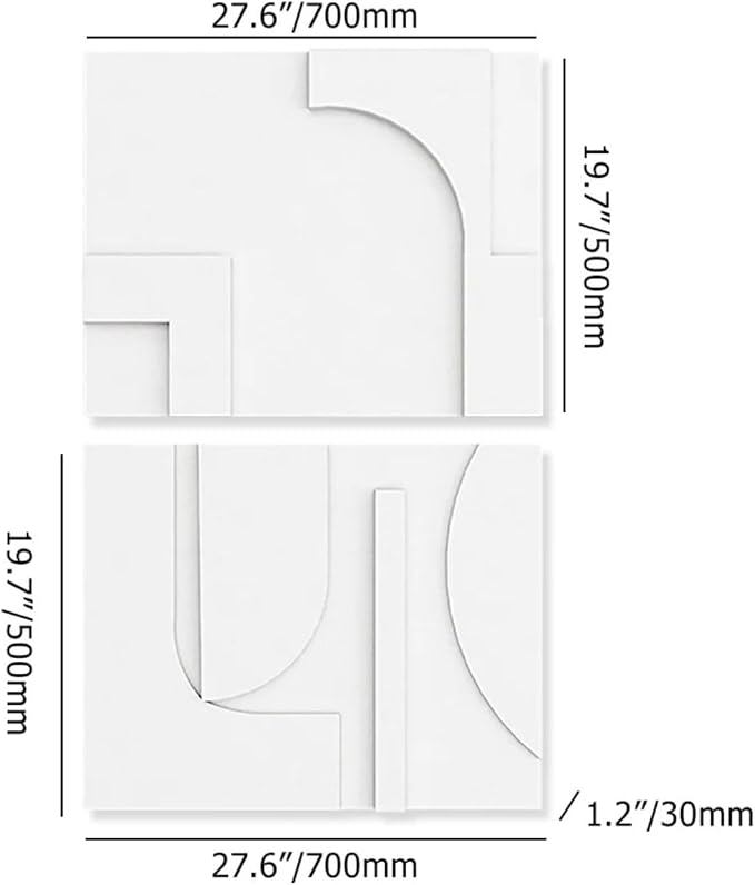 homary 2-Piece White Japandi 3D Abstract Wall Art Set – Modern Minimalist Carved Wall Sculpture for Living Room & Office (White, 27.6" W x 1.2" D x 19.7" H, Wall Art)