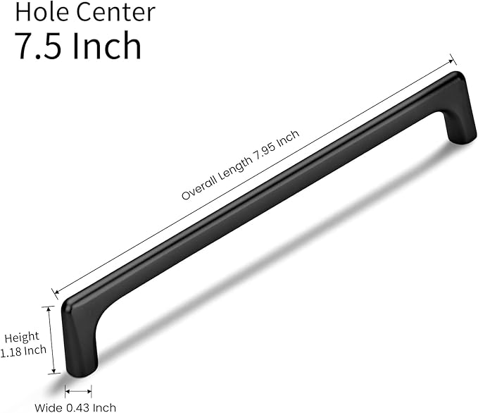 Lardmon 3 Pack Matte Black Modern Cabinet Pulls 7.5 Inch(192mm) Hole Center Timeless Drawer Pulls Vanity Pulls Classic Solid Kitchen Cabinet Handles Hardware for Dresser, 7.9 Inch(202mm) Total Length