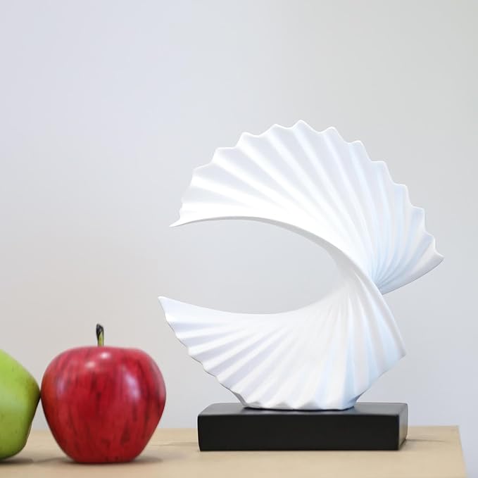 Modern White Ocean Wave Sculpture – Abstract Resin Statues for Home Decor, Elegant Coffee Table Decor for Living Room, Unique Home Décor Accents & Art Deco Decor for Office, Shelf, or Entryway