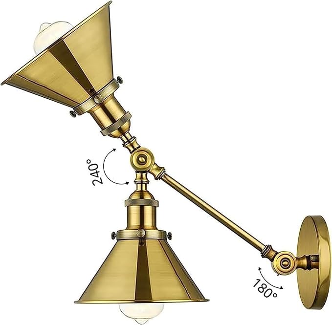 Antique Retro Wall Sconces Industrial Swing Arm Lamp Adjustable Reading Metal Lampshade Light,Light