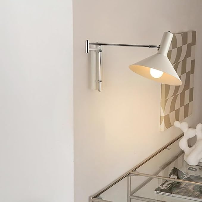 Adjustable E27 Retro Wall Lamp - Nordic Swing Arm Sconce, Metal Telescopic Design, Perfect Reading Light for Bedroom & Living Room Decor, Stylish Home Lighting