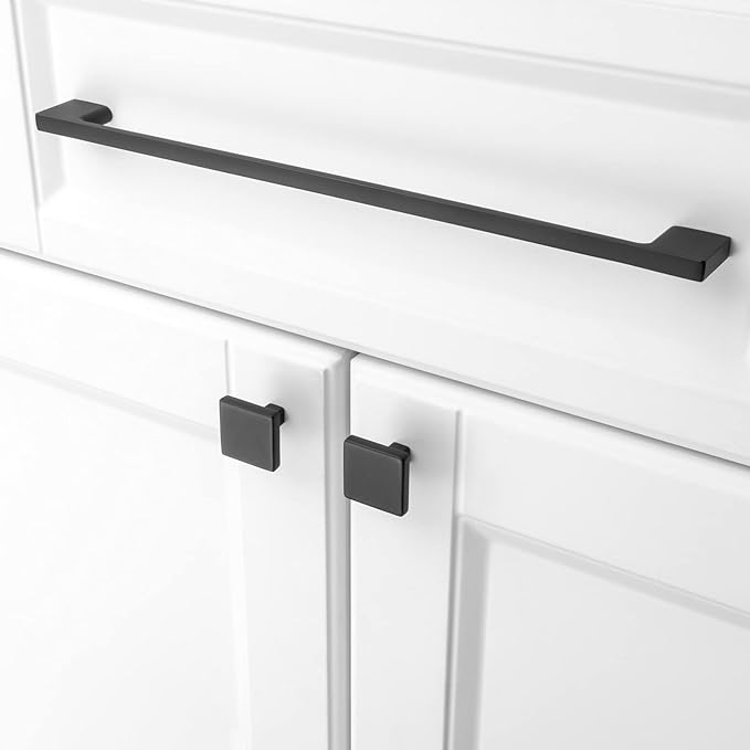 KOOFIZO 10 Pack 11-5/16 Inch Matte Black Kitchen Cabinet Pulls Black Cabinet Handles Black Cabinet Hardware for Kitchen Cabinets Drawer P01 Dresser Cupboard Bedroom Bathroom