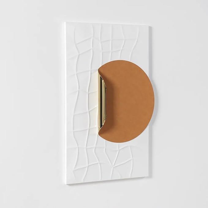 homary Large Modern Metal Wall Art, 3D Geometric Gold Abstract Rectangle Wall Sculpture, Contemporary Wall Hanging Decor for Living Room, Bedroom, Office, Entryway (White & Orange)