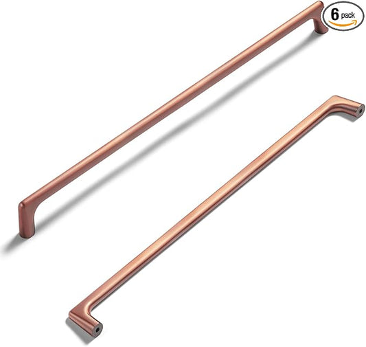Goo-Ki Brushed Copper Cabinet Pulls with 10''Hole Centers, Modern Style Zinc Alloy Cabinet Handles for Dresser,Wardrobe,Cupboard- 6 Pack