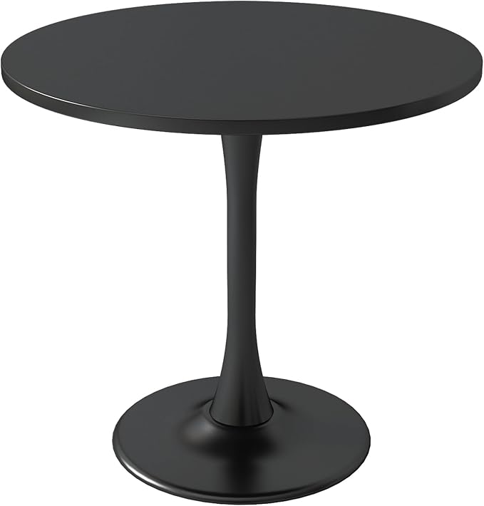 Modern Black Round Dining Table 31.5 inch, Black Tulip Round Table for Two People, Mid Century Round Coffee Table for Living Room and Kitchen