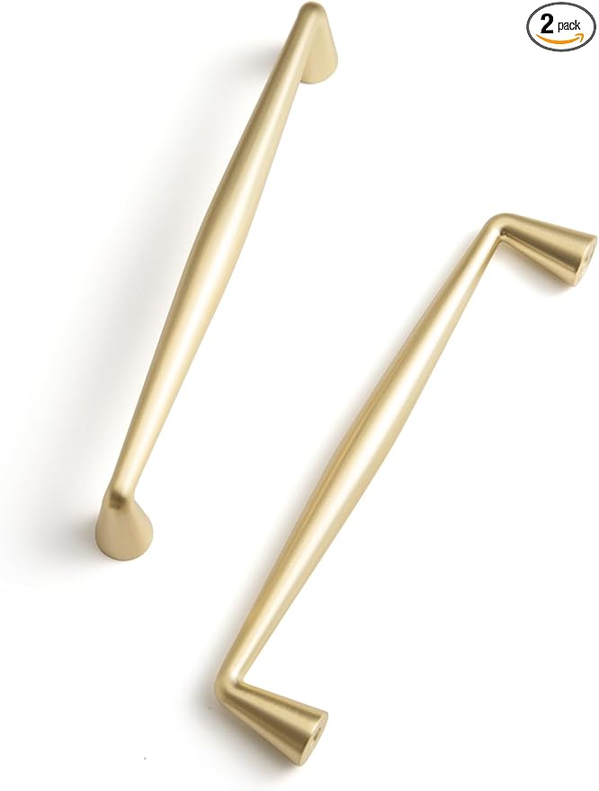 Brushed Gold Zinc Alloy Cabinet pulls - 5"(128mm) Hole Center Classic Vintage Drawer Handles,Kitchen Cupboard Bathroom Dresser Cabinet Hardware (2, Brushed Gold, 5"(128mm) Hole Centers)