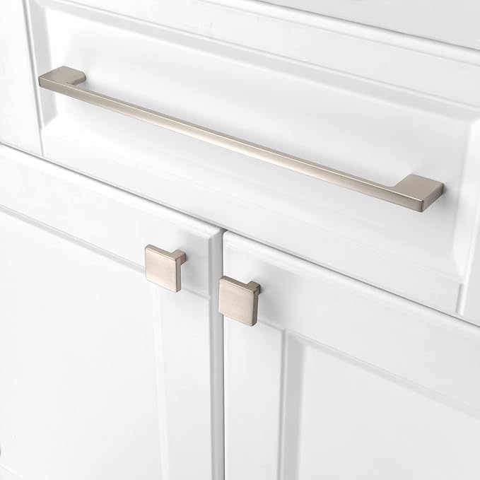 KOOFIZO 5 Pack 11-5/16 Inch Brushed Nickel Kitchen Cabinet Pulls Stain Nickel Cabinet Handles Silver Cabinet Hardware for Kitchen Cabinets Drawer P01 Dresser Cupboard Bedroom Bathroom