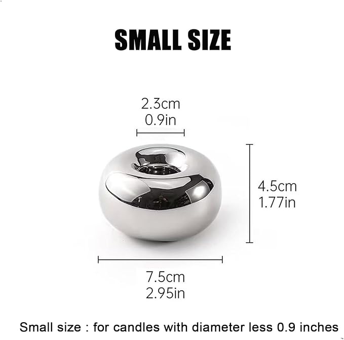 Silver Modern Doughnut Shaped Candlestick Holder, Small Decorative Taper Candle Holder for Bathtub Bedroom Livingroom