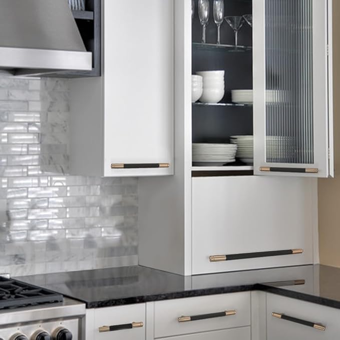 2 Pack 3 3/4 Inch 96 mm Bronze and Black Barrel Cabinet Pulls Cupboard Aluminum Handles Drawer Pull Cabinet Handles