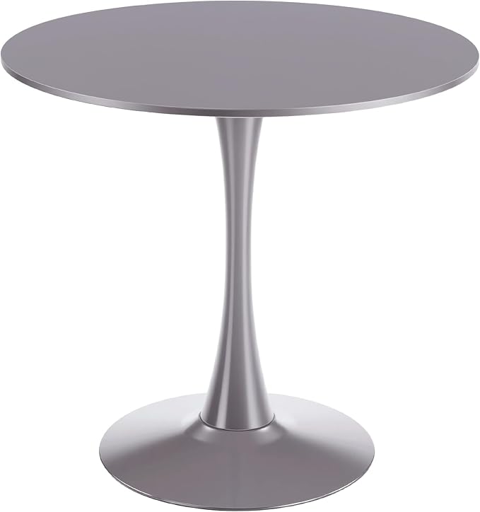 31.5” Round Dining Table, Special Gray Kitchen Tulip Table with Thickened Tabletop & Sturdy Pedestal Base, Tulip Shape Leisure Table for Brstio Cafe Breakfast Nook RV