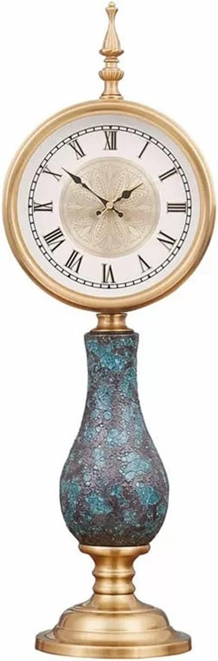 Desk Clock European Style Retro Decorative Clock Table Clock Ornaments Creative Light Luxury Clock Ceramic Clock Body Suitable Home Bedroom Decor (Color : 1)