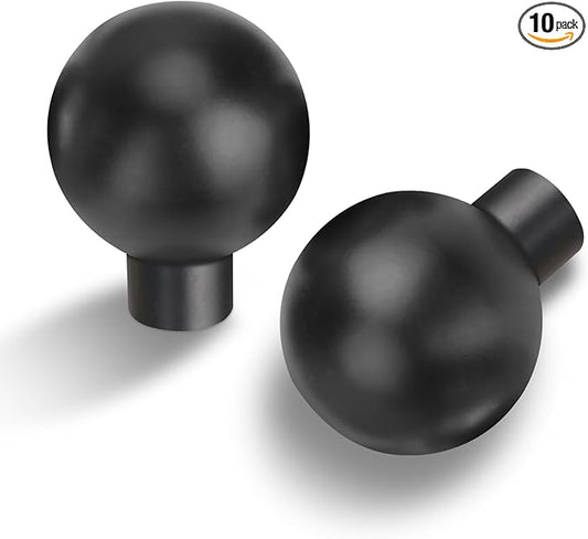 Lardmon 10 Pack Matte Black Cabinet Knobs Drawer Knobs 1 Inch(25mm) Diameter Modern Single Hole Cabinet Pulls Solid Kitchen Knobs Cabinet Handles Heavy Duty Kitchen Hardware for Dresser