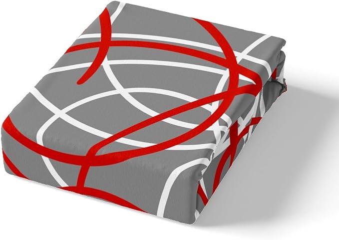 Feelyou Geometric Comforter Cover Stripe Line Bedding Set Red Grey White Duvet Cover for Kids Boys Girls Modern Retro Swirl Microfiber Bedspread Cover Luxury Twin Size (No Comforter)