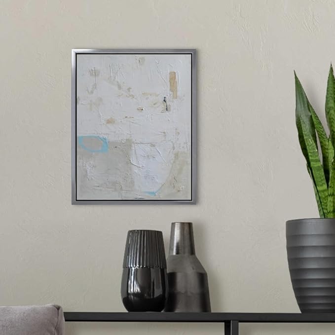 CANVAS ON DEMAND Two Shades One Heart Natural Wood Float Framed Canvas Wall Art Print by Erin Ashley, Abstract, Home Decor, Modern Abstract, Artwork,11" x14in