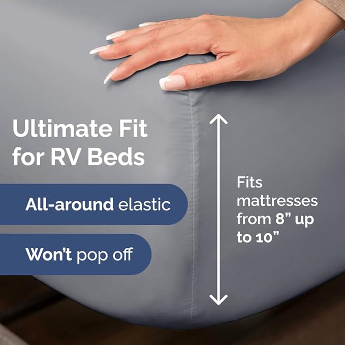 Short Queen Size 4 Piece Sheet Set - RV Short Queen, Ultra-Soft, Breathable & Cooling Bed Sheets Set w/ Deep Pockets - Hotel Luxury Bedding for Women & Men - Wrinkle Free & Fade Resistant - Steel Blue