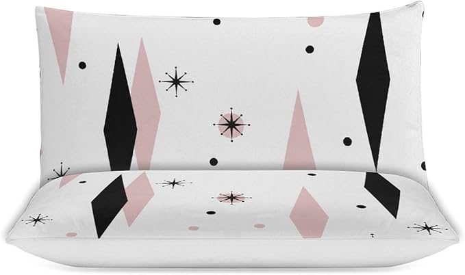 Mid Century Duvet Cover Sets Aesthetic Abstract Geometric Mid Century Retro Printed Lightweight Soft Quilt Cover Minimalist Soft Microfiber 3 Piece (1 Duvet Cover 90x90in + 2 Pillow Sham 20x30in)