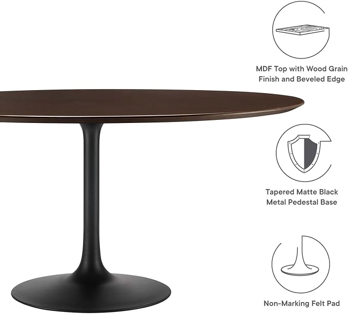 Modway Lippa Dining Table, 60", Black Cherry Walnut