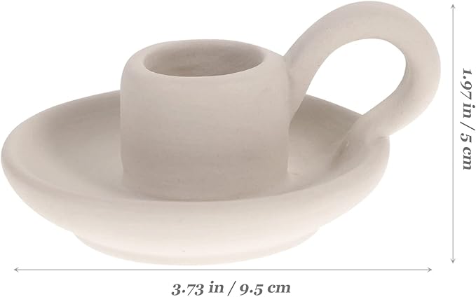 DOITOOL 2Pcs Ceramic Candle Holder Candlestick Holder with Handle, Taper Candle Stand Candlelight Stand Holder Decorative Candle Display Holder for Desktop Dining Room Home Decoration Display (White)