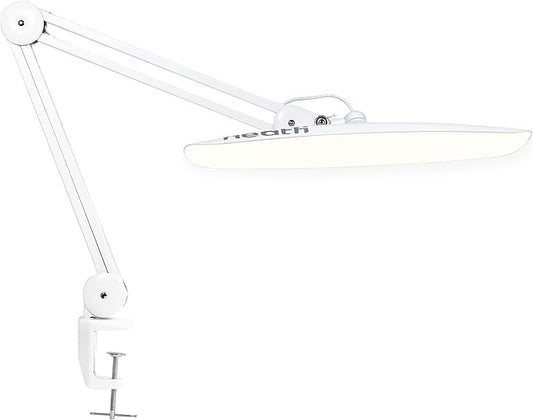 Neatfi XL Nail Desk Lamp with Clamp, 2200 Lumens, 20-Inch Wide Head, Dimmable 4 Levels, 3 Color Modes 3000K–6000K, LED Task Light for Manicure Table, Crafts, Workbench, Office (CCT, White)
