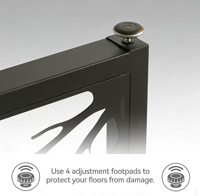 28 inch Table Legs Set of 2 - Heavy Duty Metal Desk Base with Nature-Inspired Laser Cut Design, for Industrial Modern Dining Table, Easy Installation (E)
