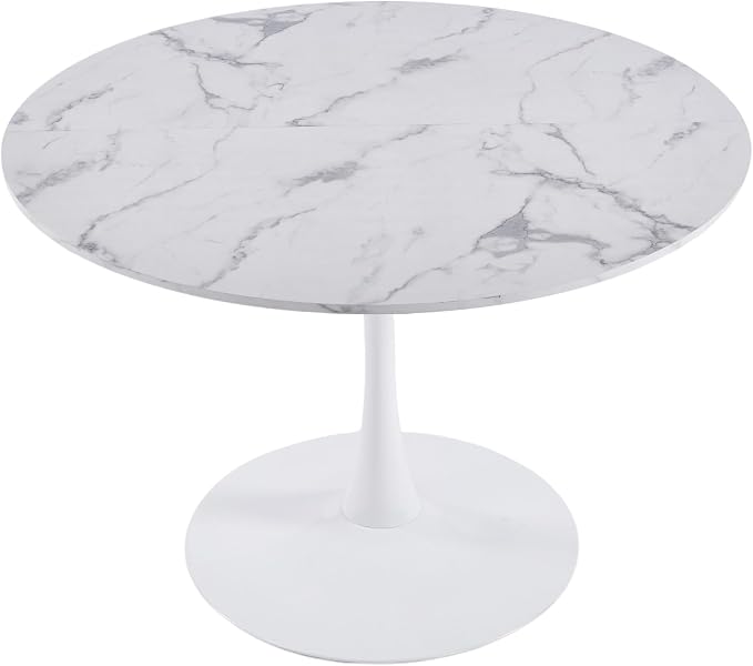 Mid-Century Round Tulip Table, 42" Tulip Dining Table with Sturdy Pedestal Base, Ideal for Kitchen, Small Spaces, Office and Cafe