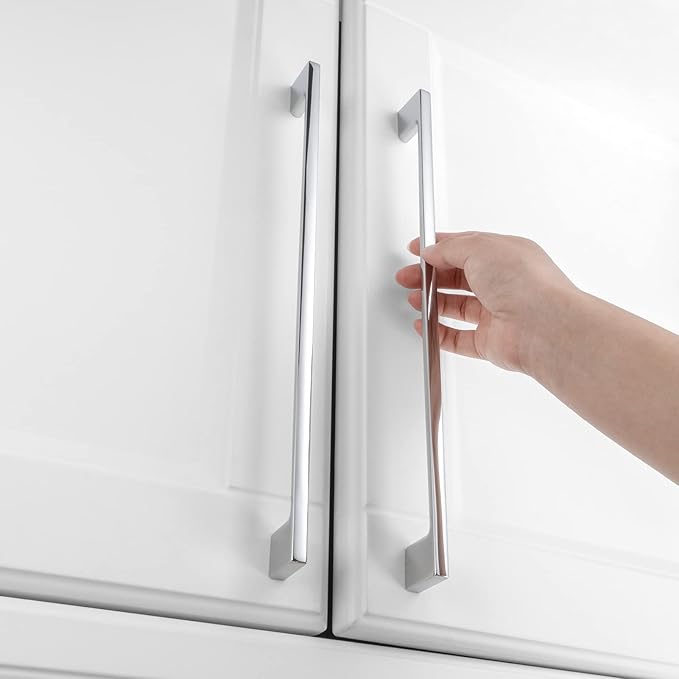 KOOFIZO 1 Pack 11-5/16 Inch Polished Chrome Kitchen Cabinet Pulls Chrome Cabinet Handles Chrome Cabinet Hardware for Kitchen Cabinets Drawer P01 Dresser Cupboard Bedroom Bathroom