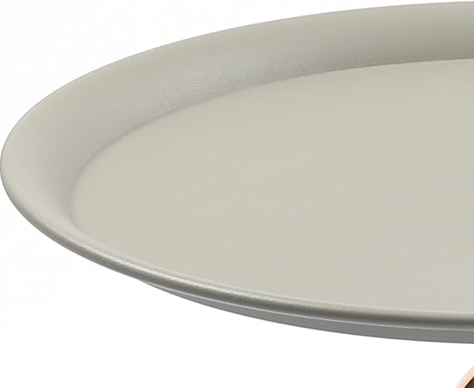 Mermaid Tail End Coffee Round Side Table, Modern Metal Pedestal, Minimalist Accent for Small Spaces, Drink Martini Decoration for Living Room (Matte Gray)