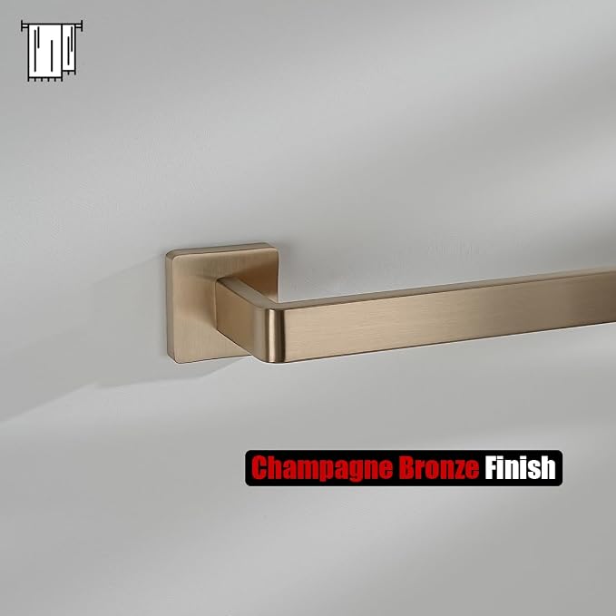 JQK Champagne Bronze Towel Bar, 12 Inch 304 Stainless Steel Thicken 0.8mm Towel Rack Bathroom, Towel Holder Wall Mount, Total Length 14.41 Inch, TB250L12-CB