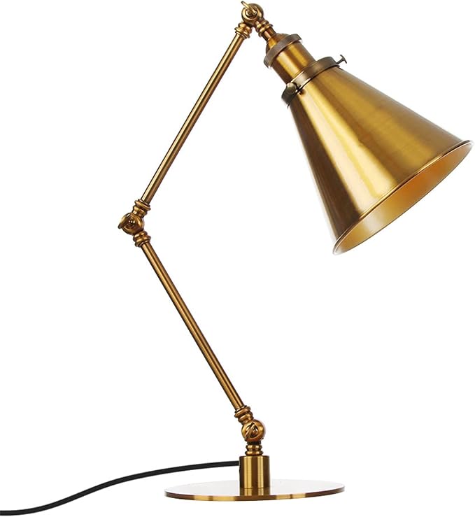 Makeup Vintage Desk Lamp, Industrial Metal Task Table Lamp with Adjustable Swing Arm, Bedroom Bedside Night Light Cafe Antique Reading Lighting,Gold