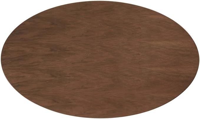 Modway Lippa 60" Oval-Shaped Mid-Century Modern Dining Table with Walnut Top and Black Base