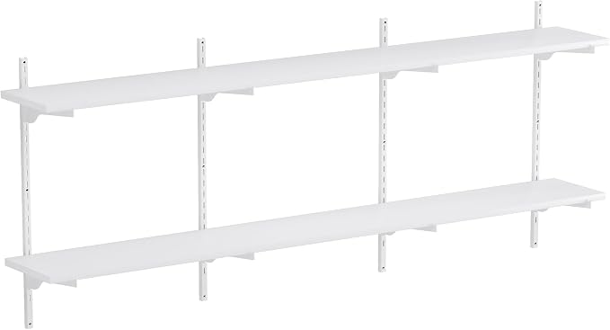 Wallniture Turin 60 inch x 8 in Floating Shelves for Wall Decor, Floating Book Shelf for Living Room, Wall Shelves with Adjustable Standard Rail Bracket System, White, Wood
