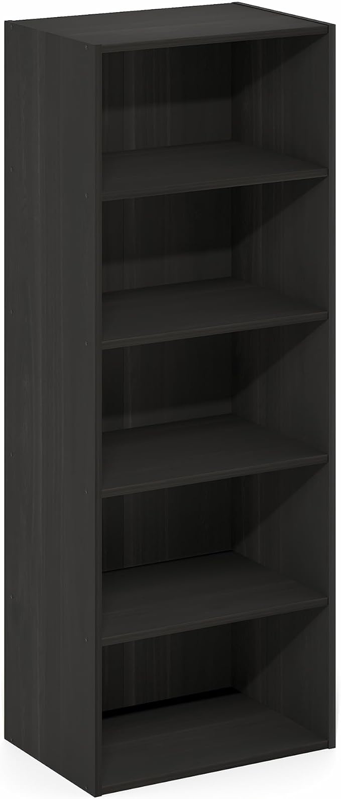 Furinno Basic Book Shelf, 5-Tier Bookshelf, Storage Organizer Bookcase with Open Shelf, 11 x 17 x 44, for Living Room, Bedroom, Home Office, Espresso