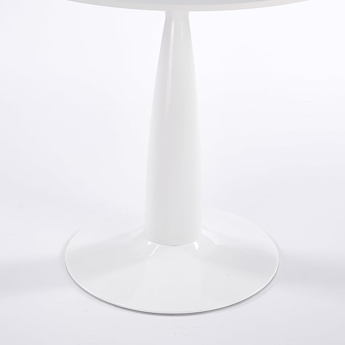 31.5 Inch Round Pedestal Dining Table for 4 to 6 Person Mid Century Modern Tulip Table MDF Top with Metal Base for Living Room Kitchen Office, White