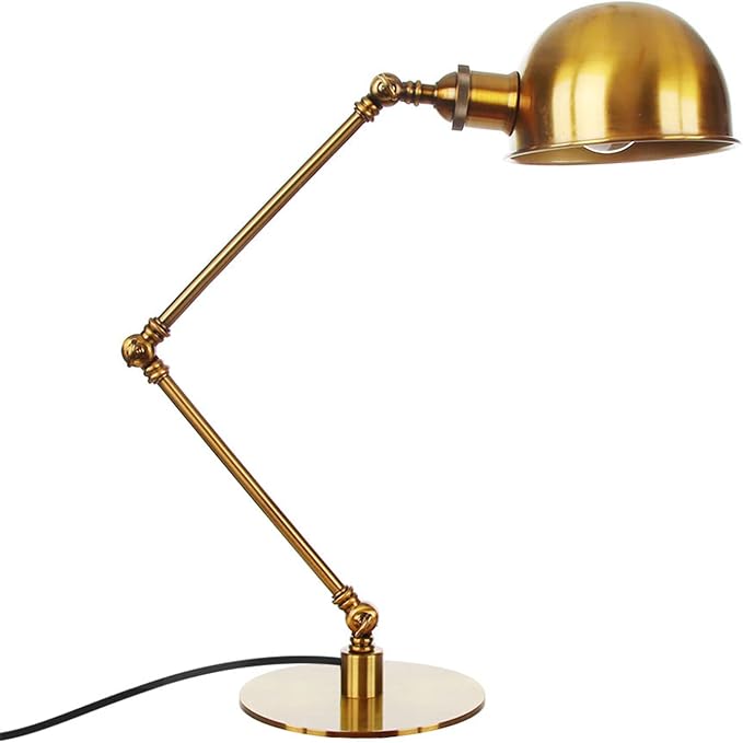 Makeup Vintage Desk Lamp, Adjustable Swing Arm Industrial Metal Task Table Lamp, Bedroom Bedside Night Light Retro Reading Lighting,Gold