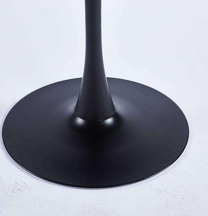 31.5 inches Black Square Dining Table for 2, Special Kitchen Table with Tulip Shape & Metal Pedestal Base, Mid Century Modern Bistro Tulip Table for Kitchen, Small Space, Cafe