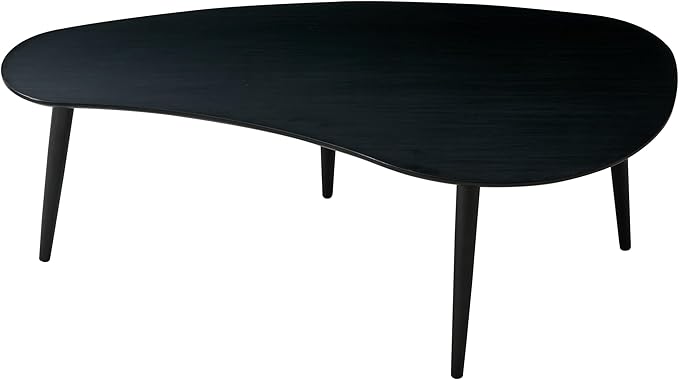 Solid Wood Table Desk, Coffee Table End Table Round for Kitchen Dining Room, Living Room, Bedroom and Restaurant, 4 Legs Removable-Black