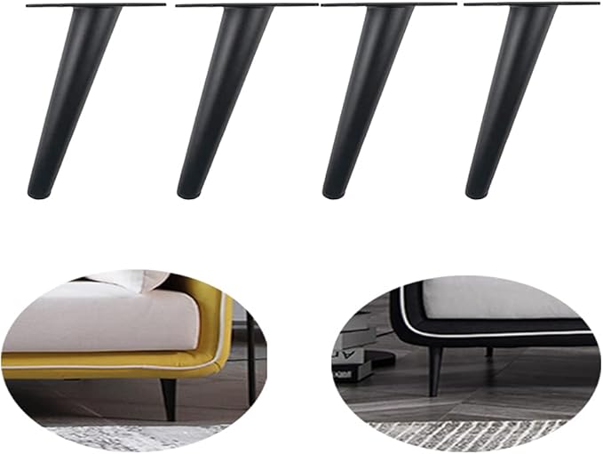 Oblique Furniture Leg 4 Inch, Slant Tapered Metal Coffee Table Legs 4pcs, Mid Century Modern Sofa Cabinet Feet Black for Home DIY Project