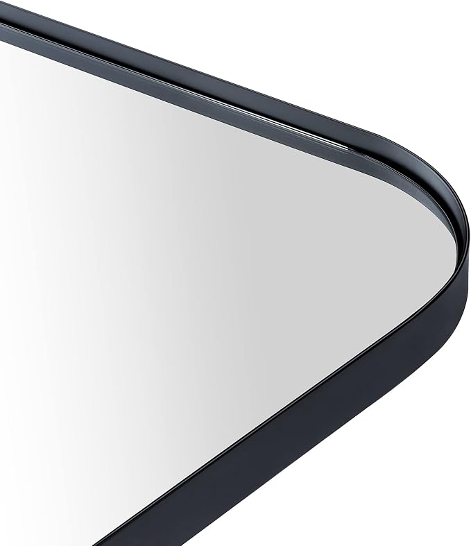 22 x 30 Black Asymmetrical Irregular Mirror Matt Black Metal Framed Accent Mirror for Bathroom Vanity, Entryway or Living Room