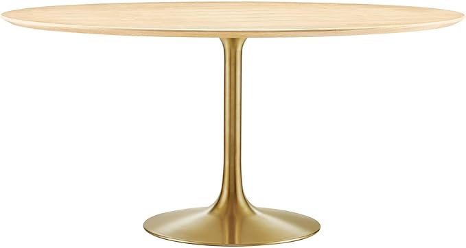 Modway Lippa Dining Table, 60", Gold Natural