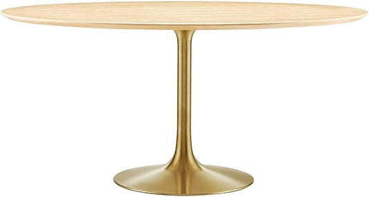 Modway Lippa Dining Table, 60", Gold Natural