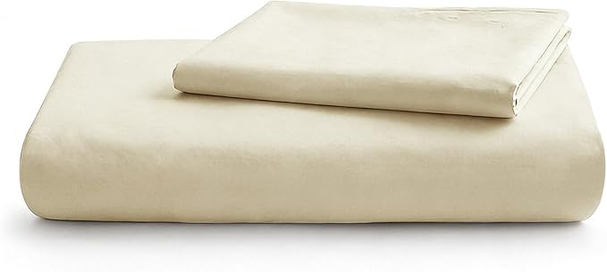 LOVQUE Cream White Cotton Duvet Cover Set, Linen-Like Natural Bedding Set with Zipper Closure (No Comforter), Twin Size, Duvet Cover (68"x90") x 1, Pillowsham(20"x26") x 1