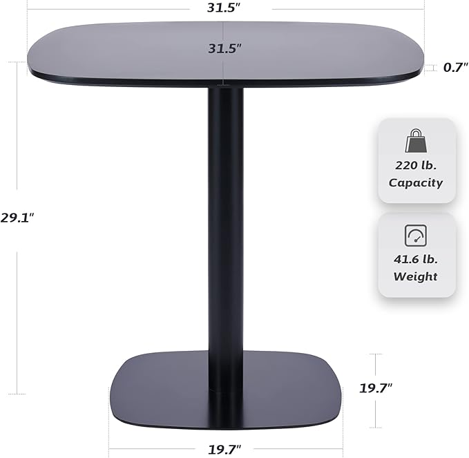 VONLUCE 32" Tulip Table,Kitchen Dining Table for 2 to 4 Person,Modern Dining Table with MDF Table Top & Pedestal Base for Dining Room, Living Room Black
