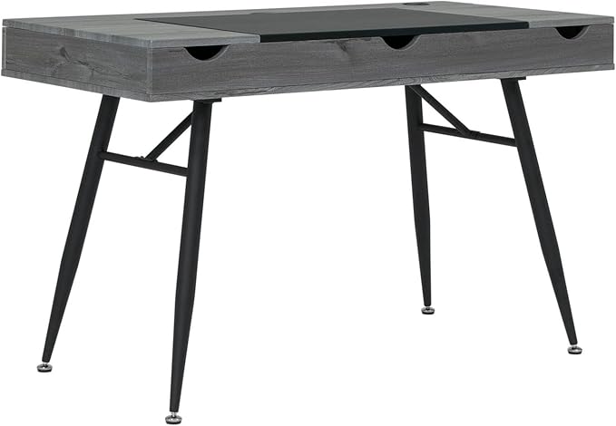 Calico Designs Nook Modern Office Laptop Writing Desk- 47.25″ Wide Home Workstation Space-Saving with Storage Compartments, Greywash