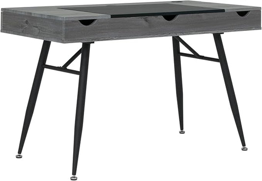 Calico Designs Nook Modern Office Laptop Writing Desk- 47.25″ Wide Home Workstation Space-Saving with Storage Compartments, Greywash