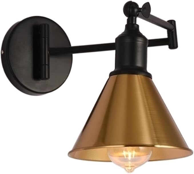 Folding Wall Lamp Retro Rocker Arm Wall Lamp Bedroom Bedside Lamp Iron Art Living Room Study Reading Wall Sconce Swing Arm Adjustable Vintage Wall Mount Light Sconce (Color : B)