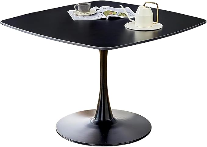 42 Inch Black Square Dining Table for 4-6 Person,Mid-Century Black Tulip Table Kitchen Dining Table with MDF Tabletop and Pedestal Base for Home Kitchen
