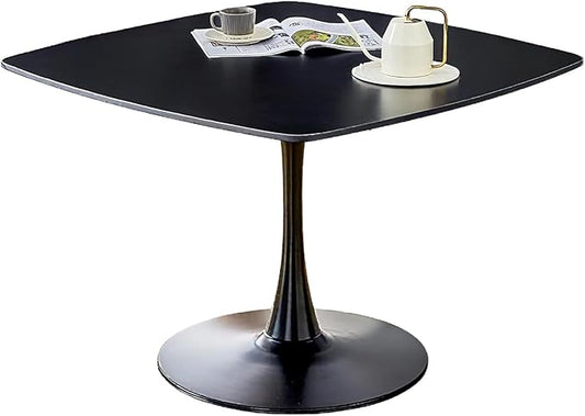 42 Inch Black Square Dining Table for 4-6 Person,Mid-Century Black Tulip Table Kitchen Dining Table with MDF Tabletop and Pedestal Base for Home Kitchen